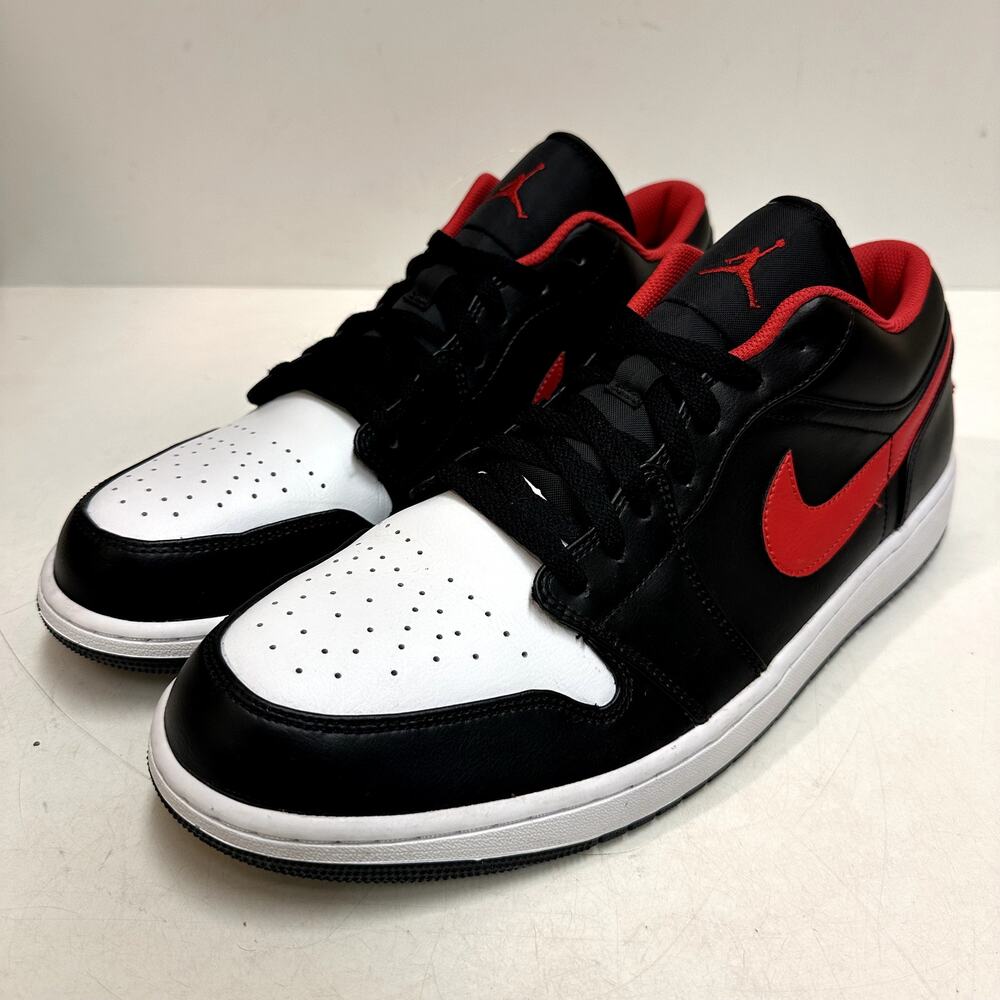 NWOT Nike Jordan 1 Low White Toe  Black/Fire Red/White Bred Men's 16